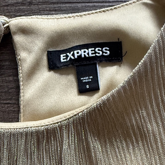 Express | Elegant Gold Long Sleeve Dress - Picture 2 of 3